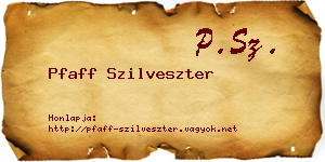 Pfaff Szilveszter névjegykártya